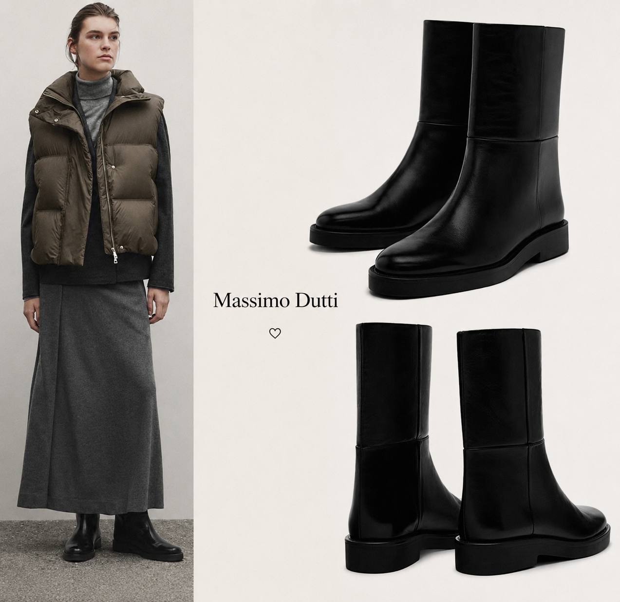 Massimo Dutti Жіночі шкіряні чоботи Massimo Dutti