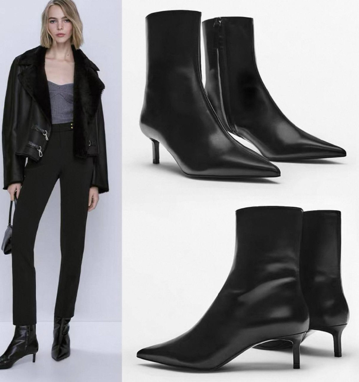 Massimo Dutti Жіночі шкіряні ботильйони Massimo Dutti