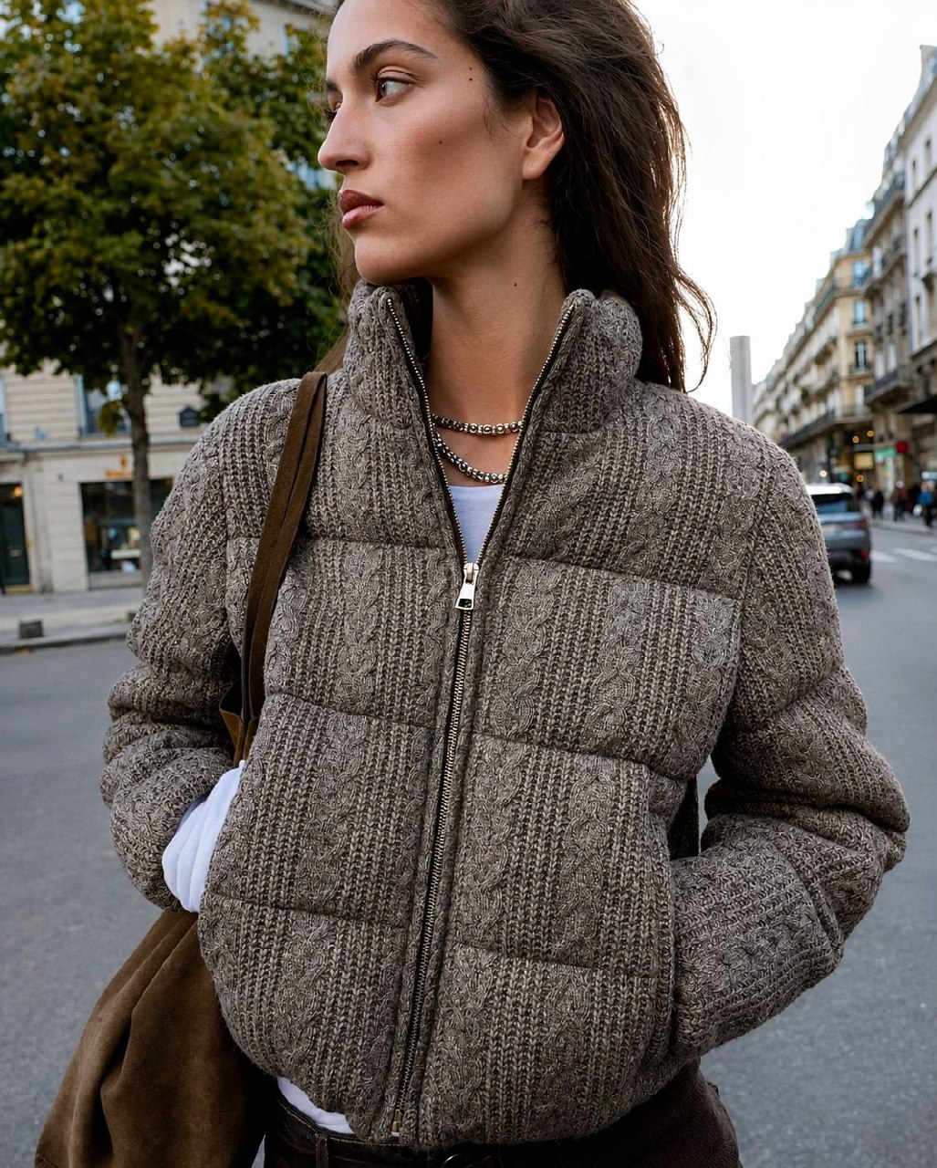 Zara ZARA В’язана куртка з високим коміром
