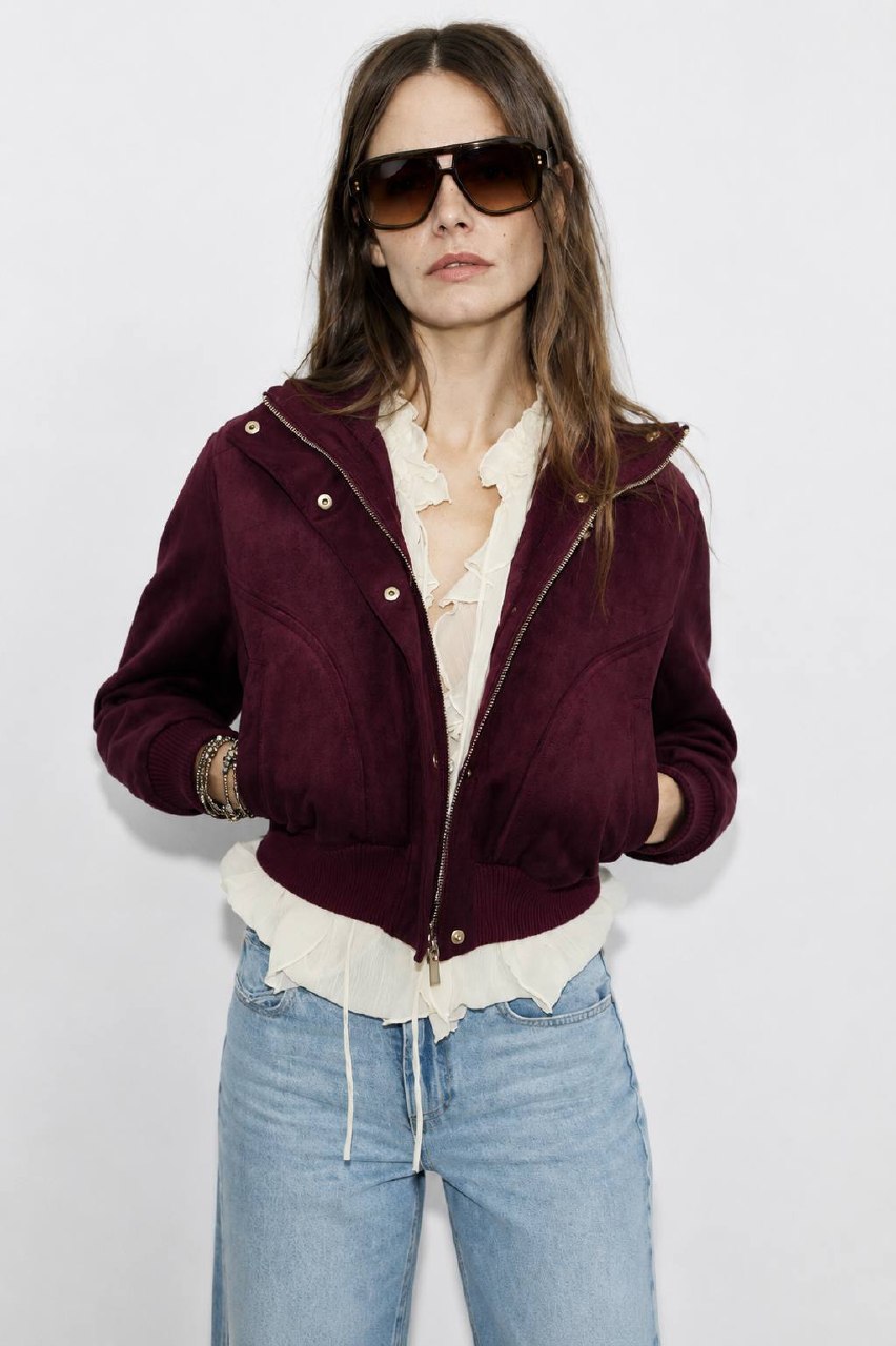 Zara Жіноча замшева куртка-бомбер ZARA