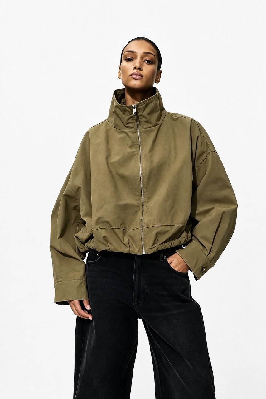 Zara Куртка-бомбер Oversize з високим коміром ZARA