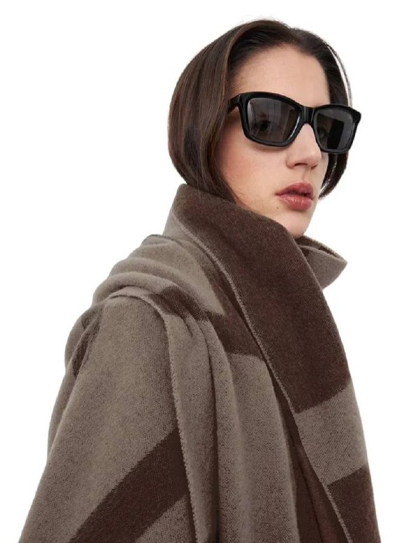 Toteme Toteme Monogram Jacquard Wool Scarf Dark Beige