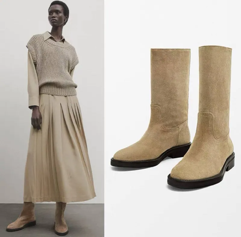 Massimo Dutti Жіночі замшеві чоботи Massimo Dutti