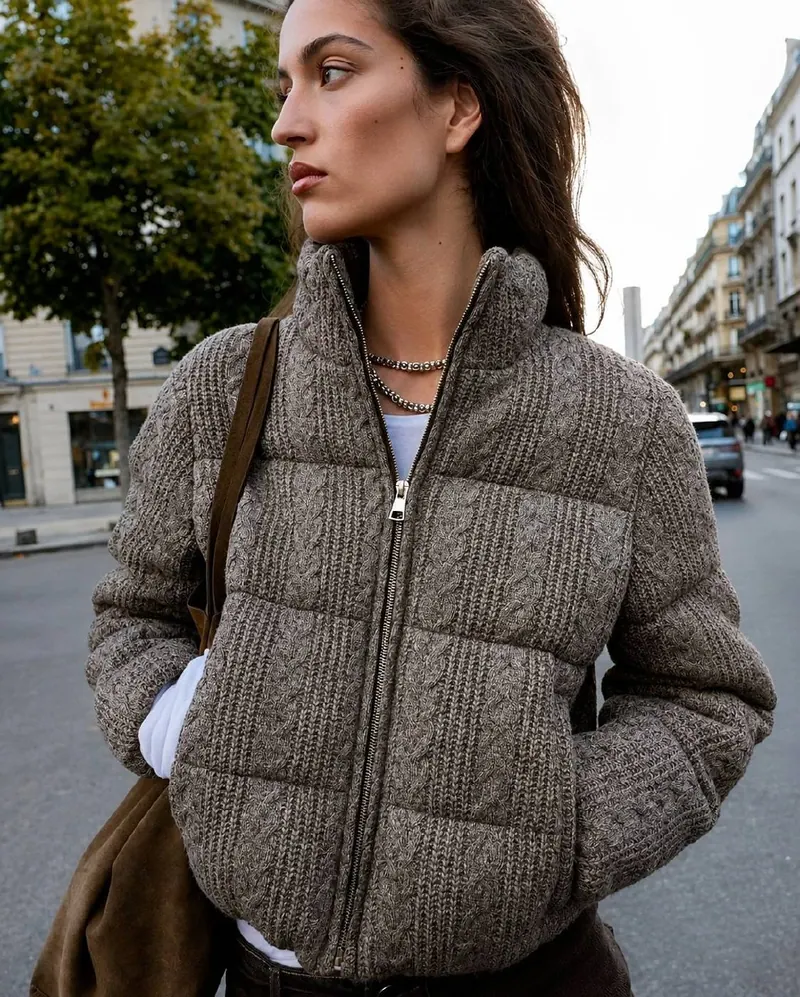 Zara ZARA В’язана куртка з високим коміром